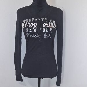 Aeropostale Women's Dark Gray Long Sleeve Tee